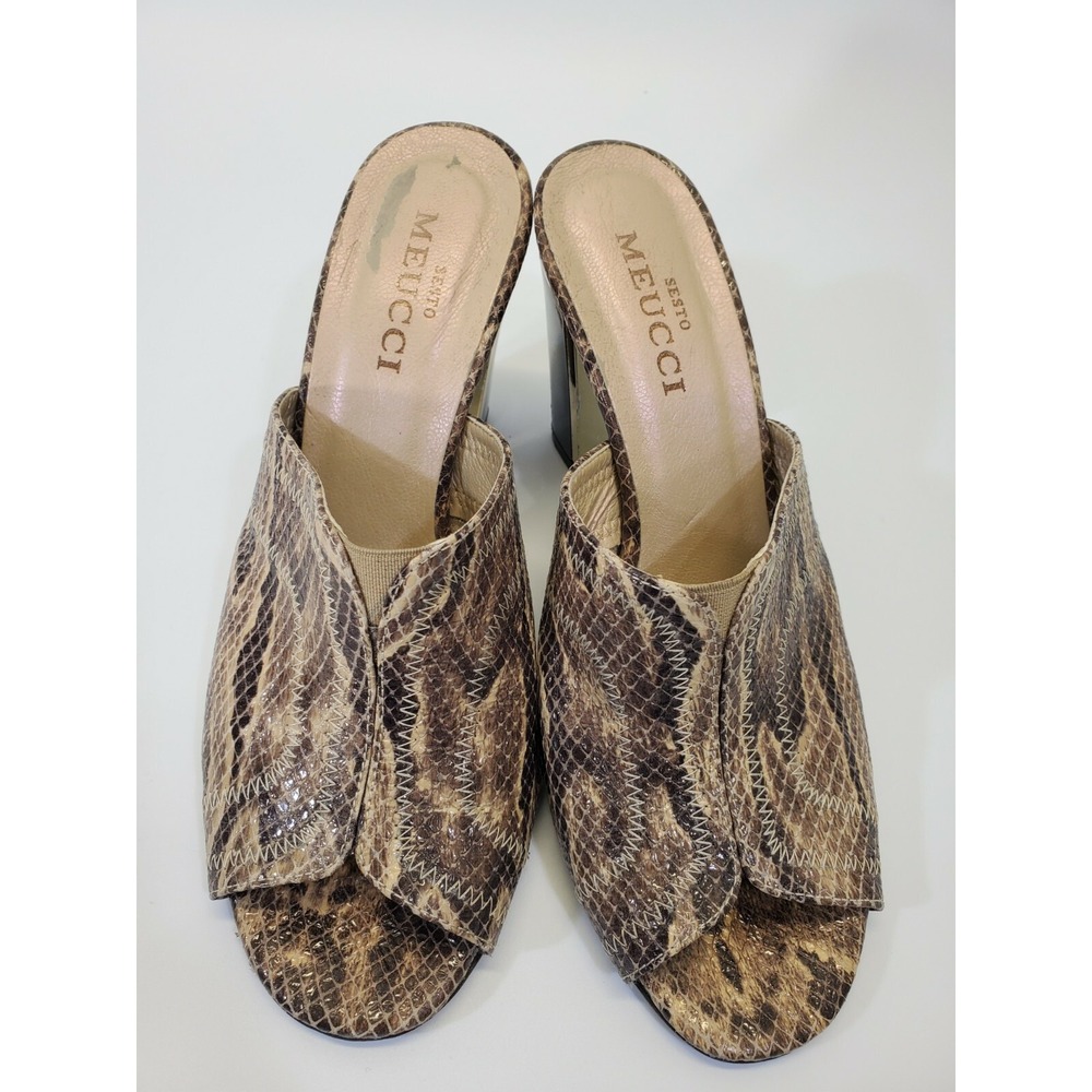Sesto Meucci Python Leather Open Toe Mule High Heels Shoes women's 6.5 - Picture 8 of 9